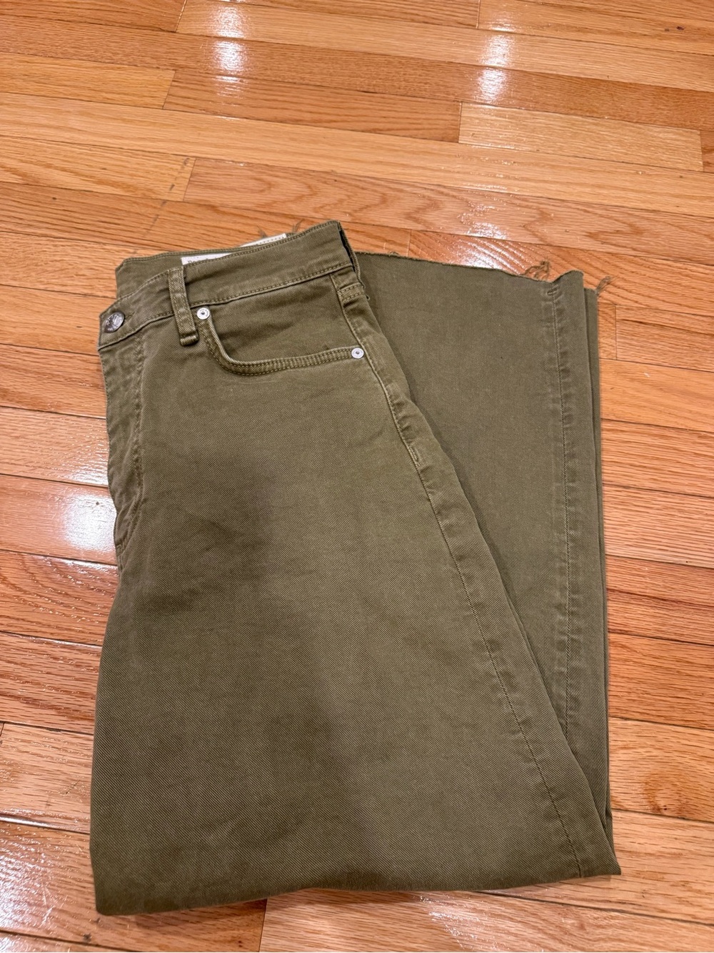 Rag & Bone Women’s Olive green wide leg ankle jeans